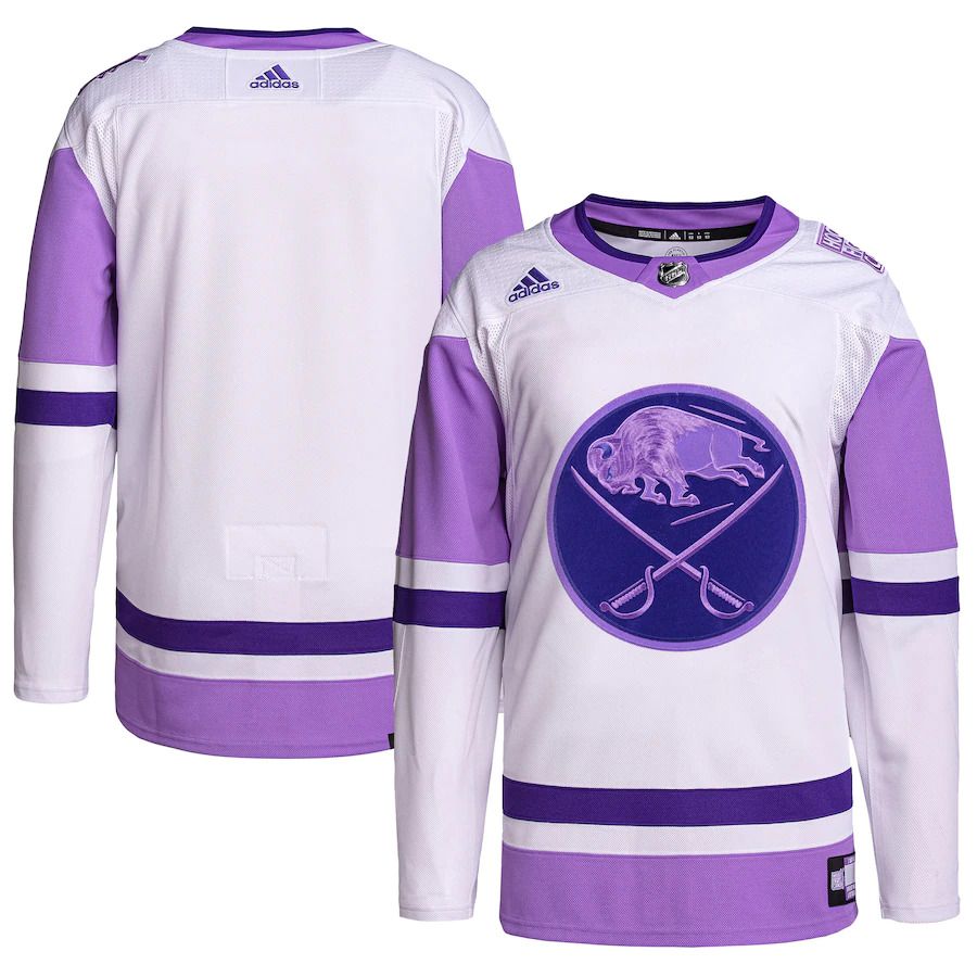 Men Buffalo Sabres adidas White Purple Hockey Fights Cancer Primegreen Authentic Blank Practice NHL Jersey->customized nhl jersey->Custom Jersey